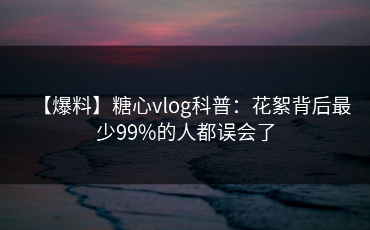 【爆料】糖心vlog科普：花絮背后最少99%的人都误会了