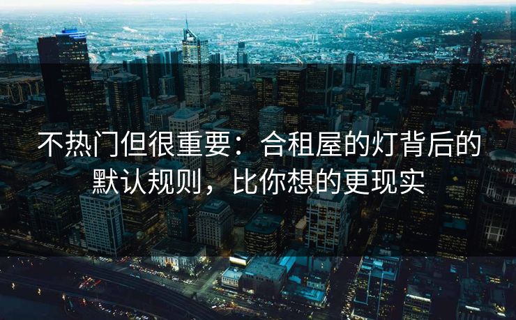 不热门但很重要：合租屋的灯背后的默认规则，比你想的更现实