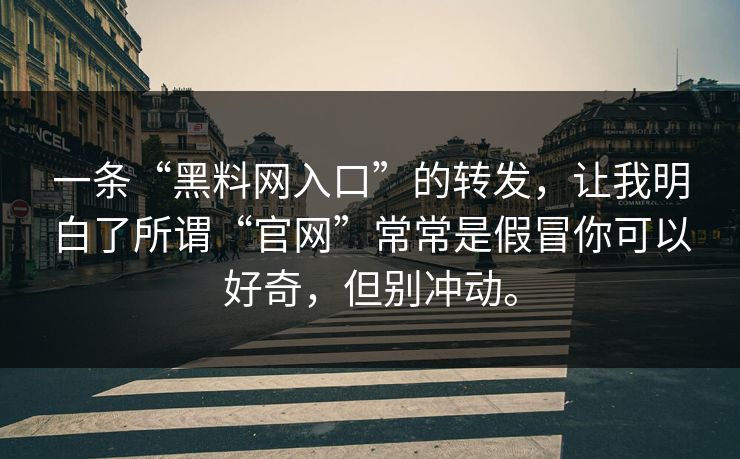 一条“黑料网入口”的转发，让我明白了所谓“官网”常常是假冒你可以好奇，但别冲动。