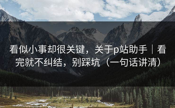 看似小事却很关键，关于p站助手｜看完就不纠结，别踩坑（一句话讲清）