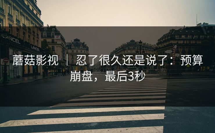 蘑菇影视 | 忍了很久还是说了:预算崩盘,最后3秒